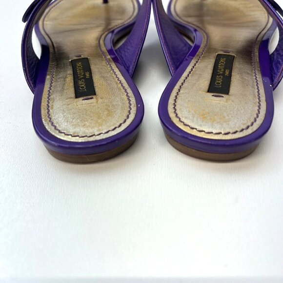 Louis Vuitton Vernis Flower Thong Sandals Purple Flip Flops Size 7 Authe… - Picture 3 of 14